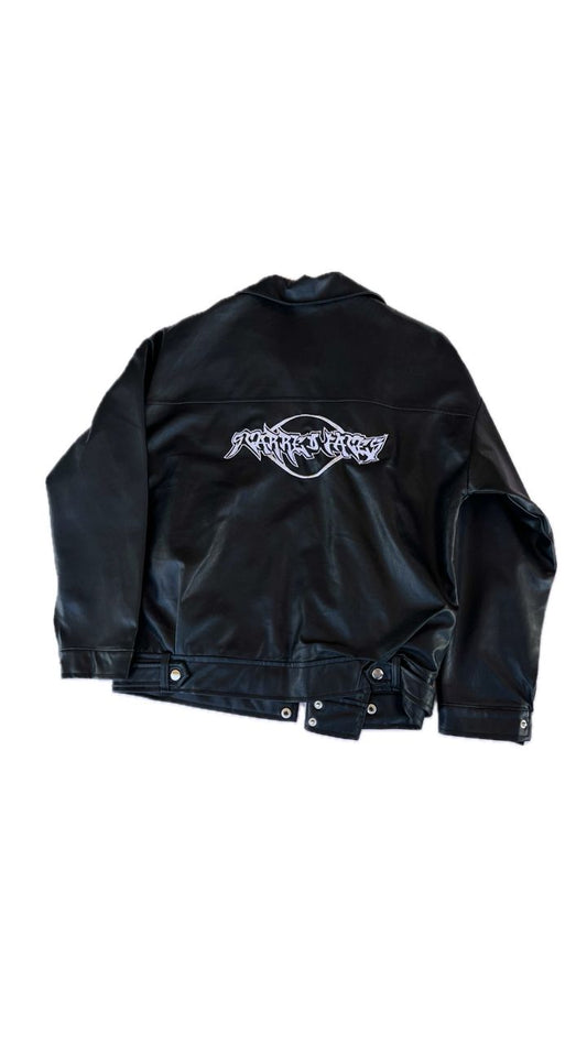 BLACK DROP PROTOTYPE SCARREDFACES SIDE ZIPUP LEATHER BIKER JACKET