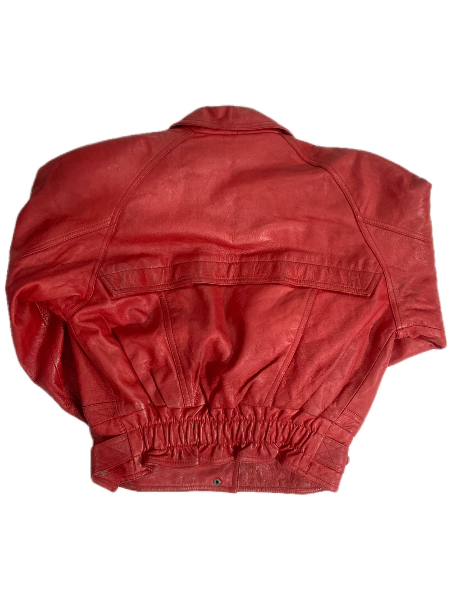 RED CROPPED LEATHER JACKET