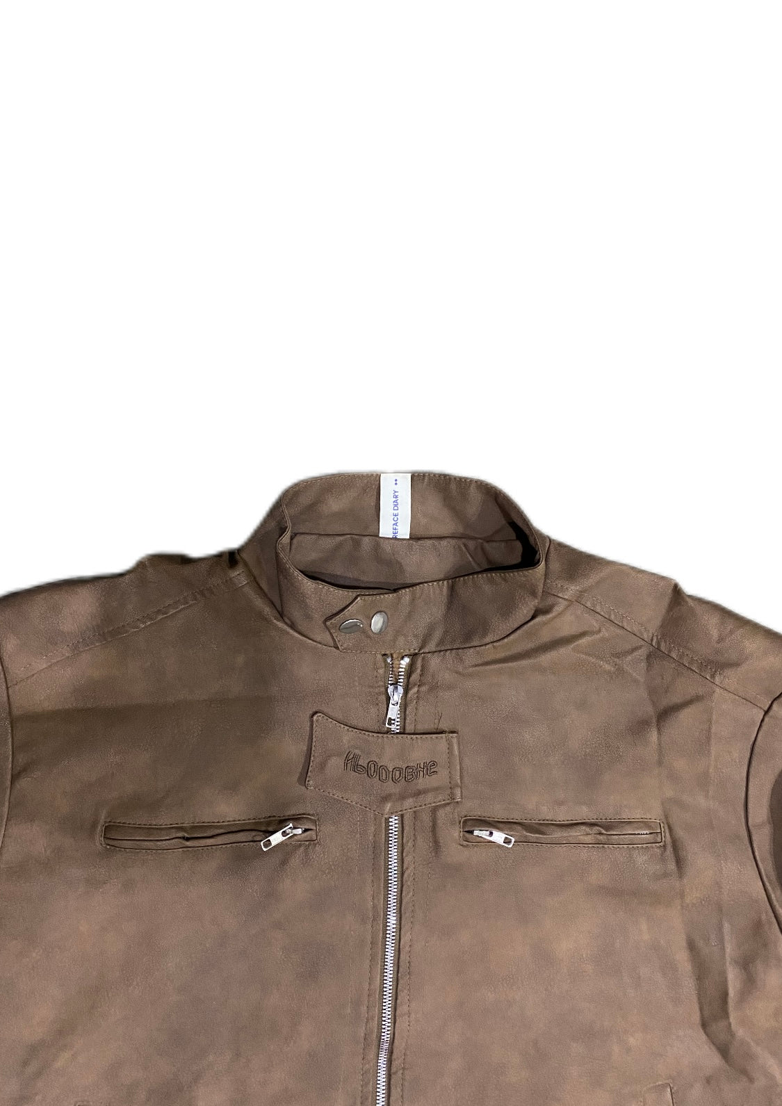 REFACE DIARY VINTAGE LEATHER STAND COLLAR BROWN JACKET
