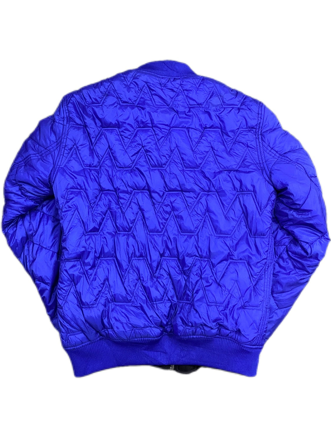 BLUE/BLACK QUILTED BOMBER JACKET(can be worn on the inside out)