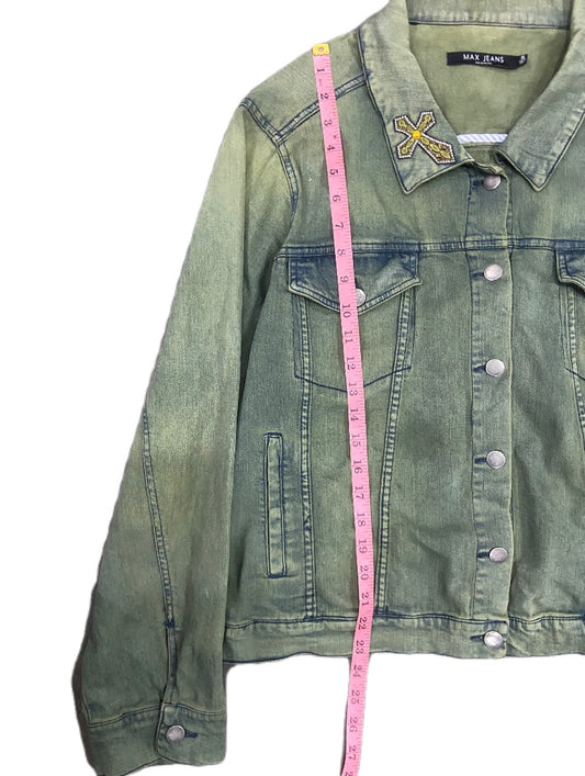 90'S VINTAGE STAINED GREEN JEAN JACKET