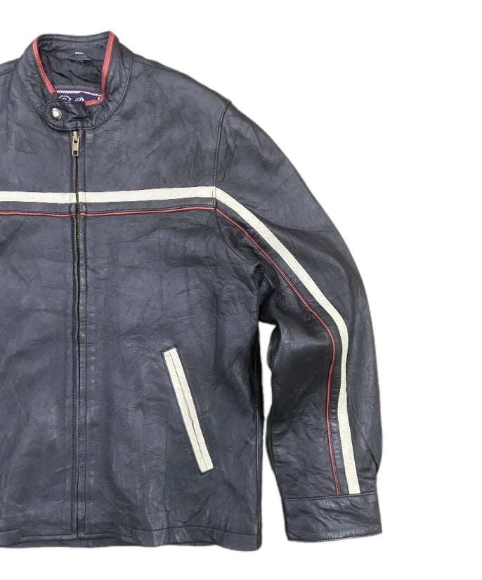 BIKER LEATHER STRIPE JACKET