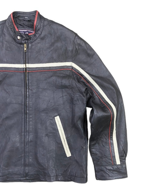 BIKER LEATHER STRIPE JACKET
