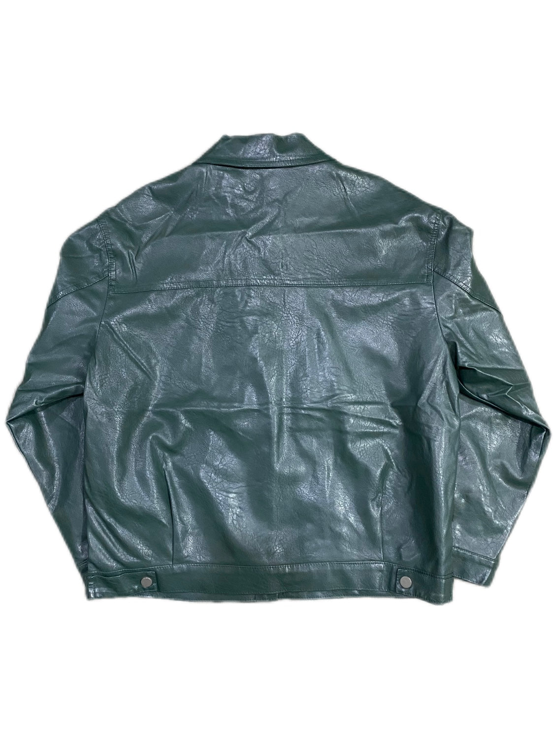 GREEN FAUX LEATHER JACKET