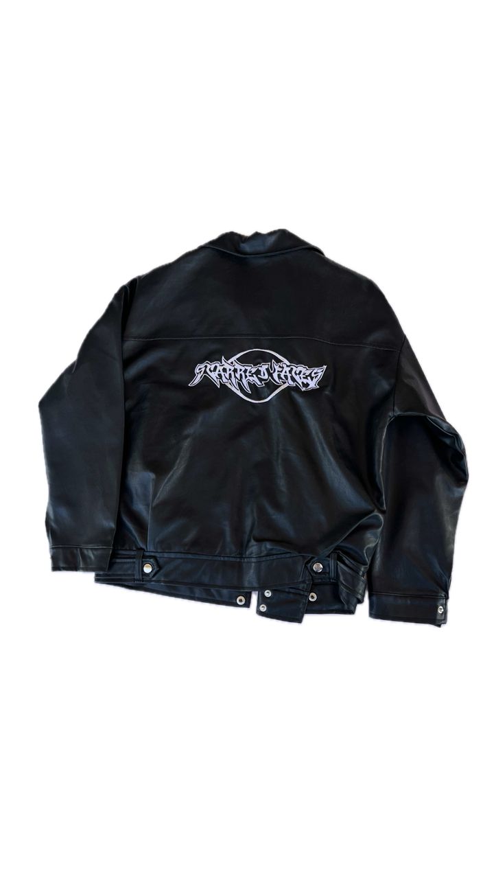 BLACK DROP PROTOTYPE SCARREDFACES SIDE ZIPUP LEATHER BIKER JACKET