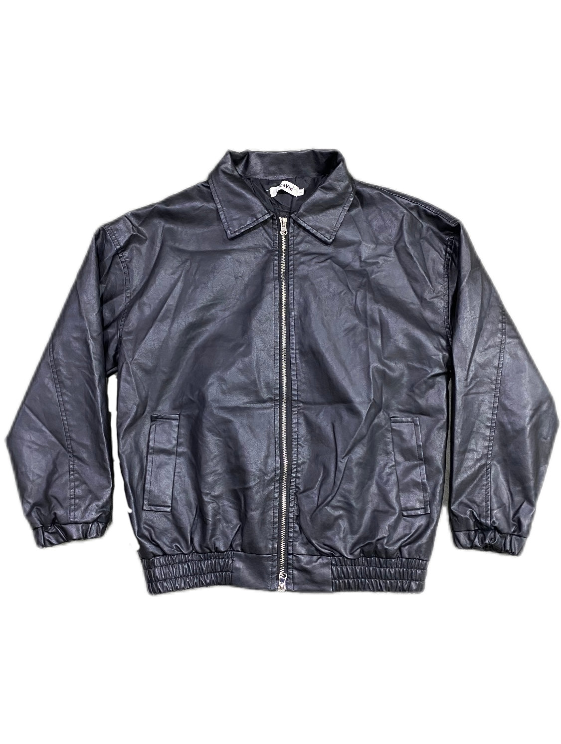 BLACK LEATHER BOMBER JACKET