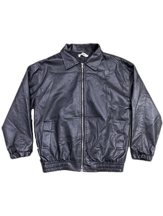 BLACK LEATHER BOMBER JACKET