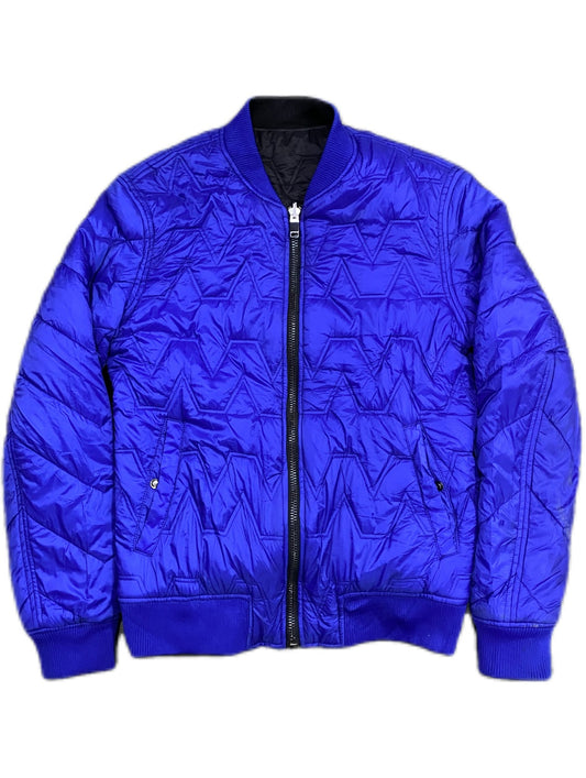 BLUE/BLACK QUILTED BOMBER JACKET(can be worn on the inside out)