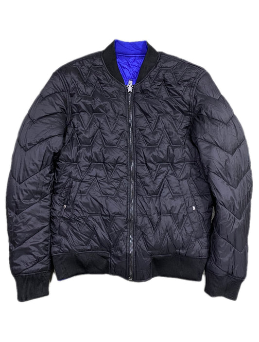 BLUE/BLACK QUILTED BOMBER JACKET(can be worn on the inside out)