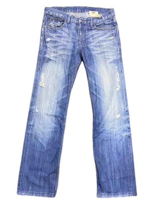 VINTAGE BLUE WASH DISTRESSED JEANS