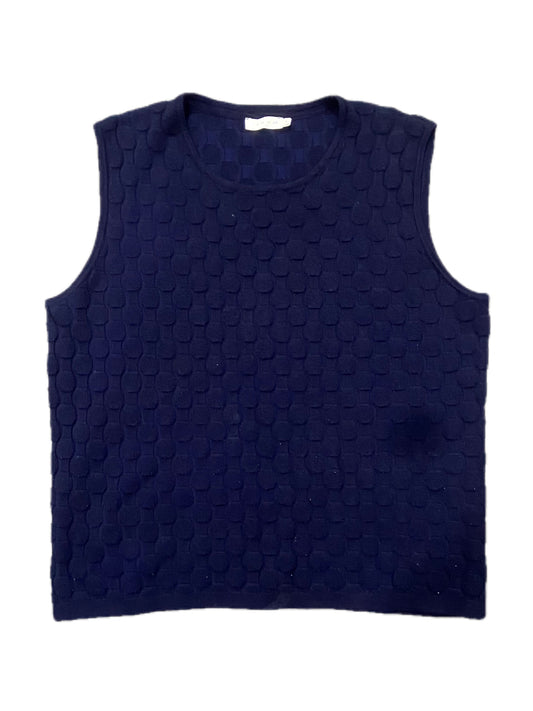NAVY BLUE TEXTURED SLEEVELESS SWEATER