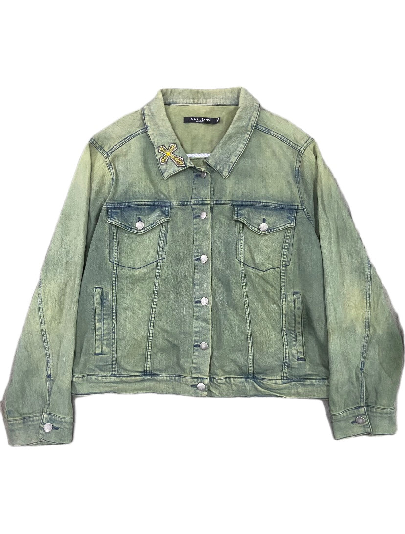 90'S VINTAGE STAINED GREEN JEAN JACKET
