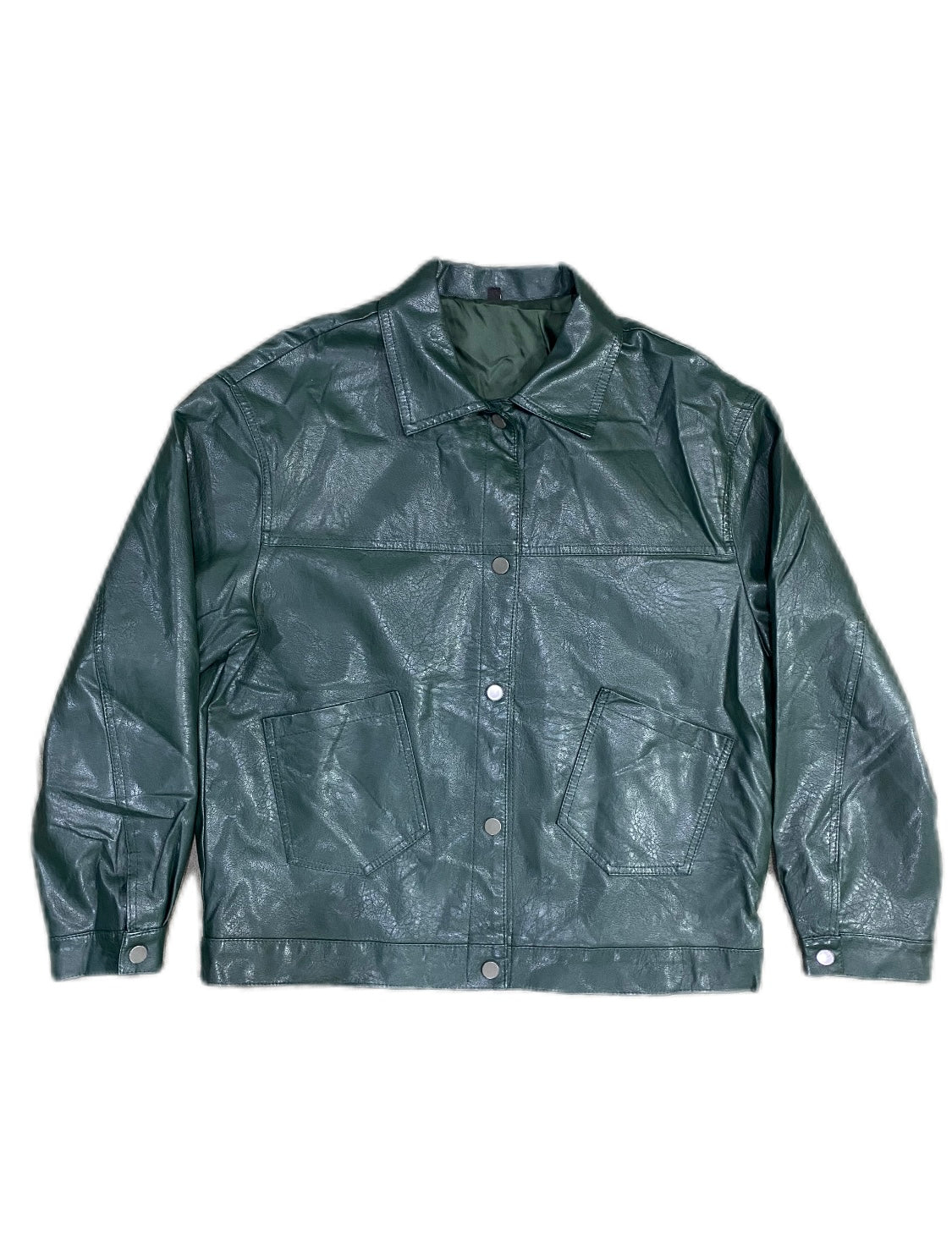 GREEN FAUX LEATHER JACKET