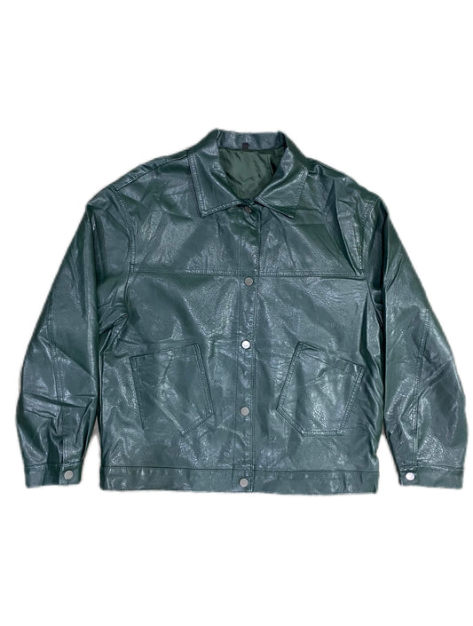 GREEN FAUX LEATHER JACKET