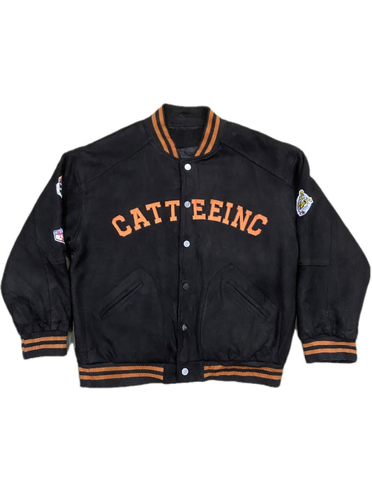 CATTEEINC BLACK VARSITY JACKET