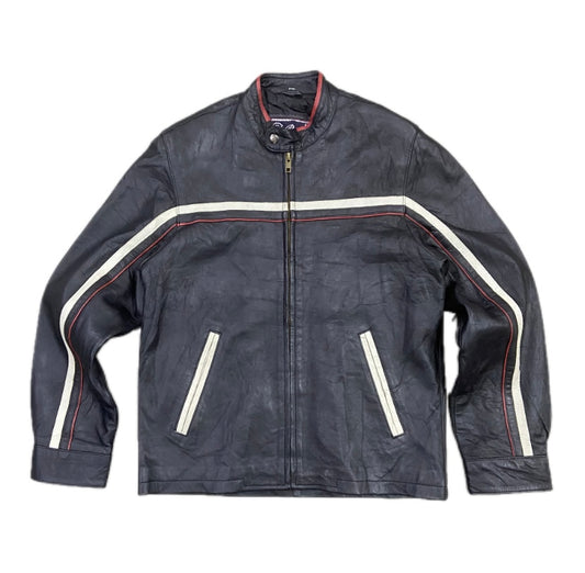BIKER LEATHER STRIPE JACKET