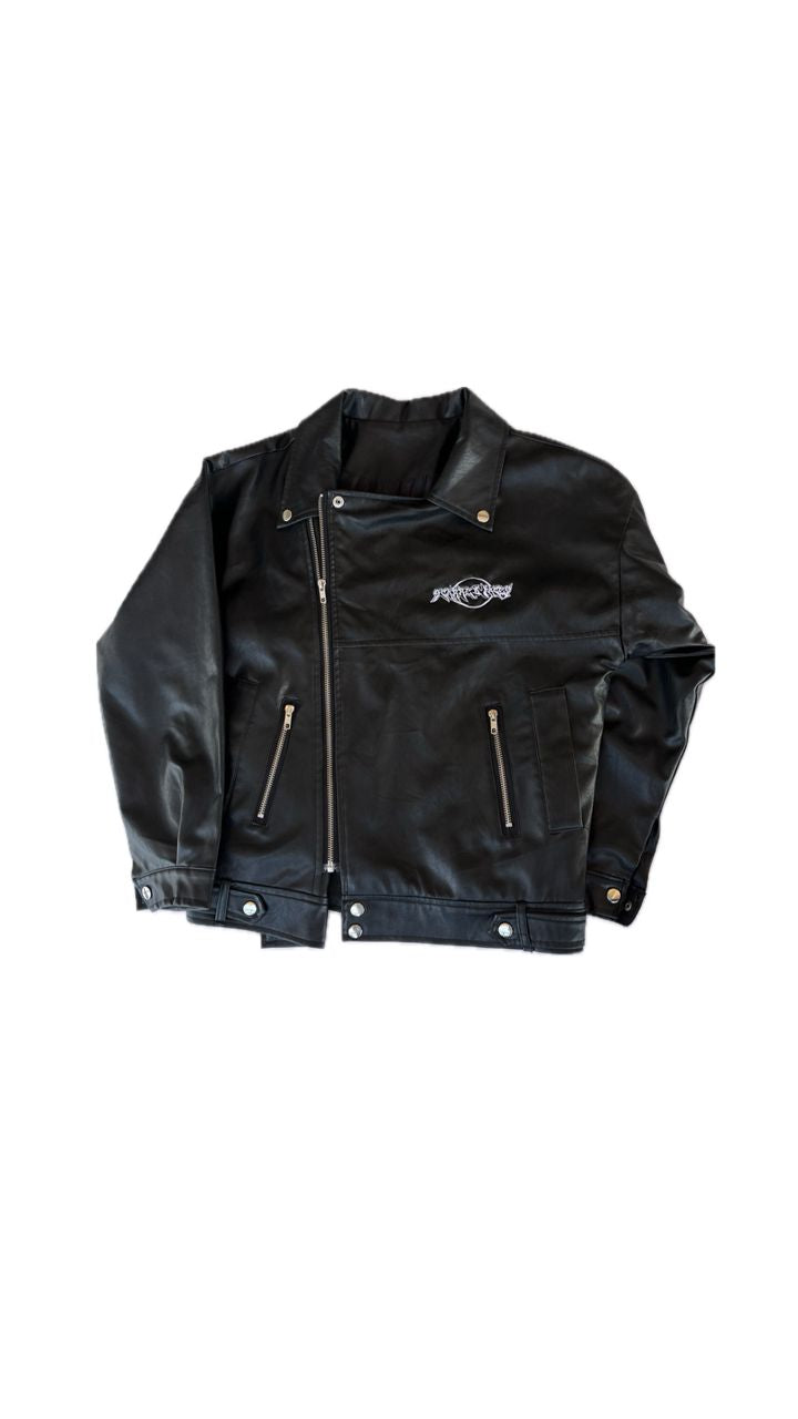 BLACK DROP PROTOTYPE SCARREDFACES SIDE ZIPUP LEATHER BIKER JACKET