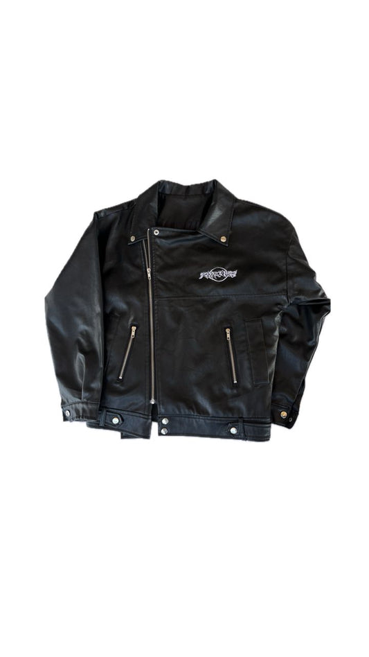 BLACK DROP PROTOTYPE SCARREDFACES SIDE ZIPUP LEATHER BIKER JACKET